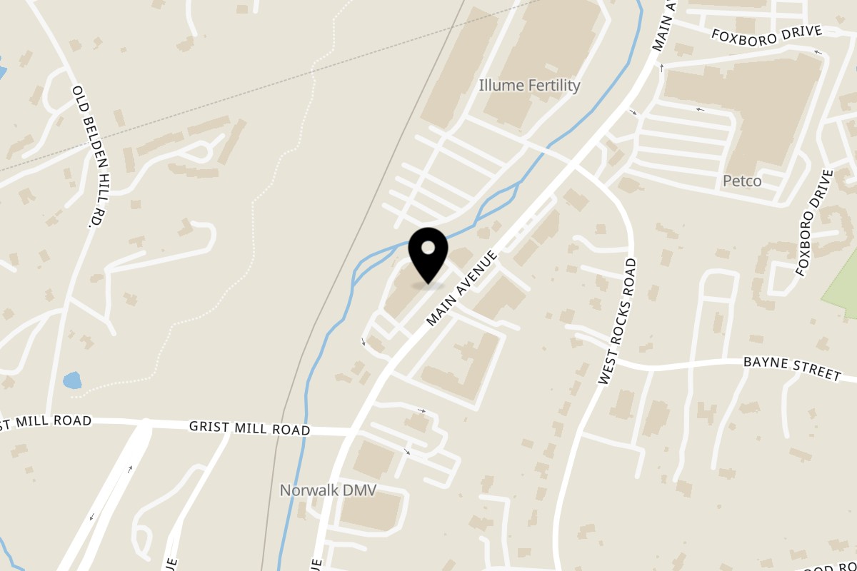 Map showing the location of Trento Gourmet Deli Catering on 607 Main Ave in Norwalk